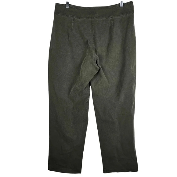 Chico's Olive Green Stretch Straight Leg Pants No Pockets Size 2.5/ 14 - Picture 2 of 8